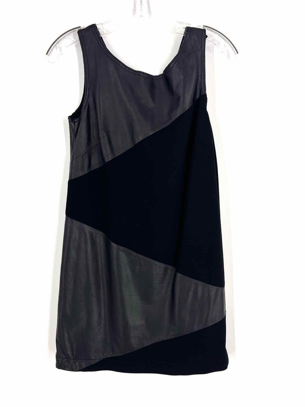W by Worth Size 0 Black Leather Paneled Designer Dress
